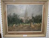 Charles Horwood, Salisbury Cathedral, oil on board
