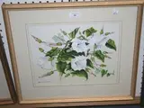 Marion Broom, Still Life Study of Convolvulus, watercolour over pencil traces