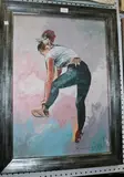 Mario Berrino, Study of a Woman adjusting her Shoe, oil on canvas