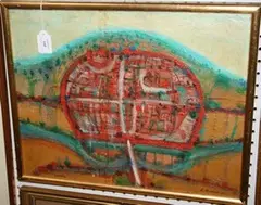 Arthur Goodwin, Exeter - Interpretations from Old Maps and Prints No. 4' (Abstract View), oil on canvas