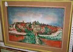 Arthur Goodwin, Exeter - Interpretations from Old Maps and Prints No. 3' (Cityscape), oil on canvas