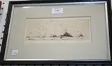 Frank Henry Mason, Harwich Force, early/mid-20th Century monochrome etching