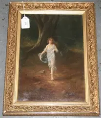 Georgie Hobson, Nymph in a Woodland, signed, oil on canvas