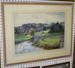 The River Arun at Houghton by Isabel Wrightson, watercolour, sold Feb 2012