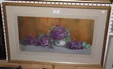 E.M. Breton, Still Life Study of Violets, watercolour