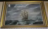 C. Kay, The Friendly Light' (View of a Man-o'-war passing a Lighthouse in Choppy Waters), oil on canvas