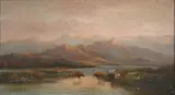 F. Brett, Highland View with Cattle on the Bank of a Loch, 1879, oil on canvas