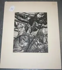 James Newton, The Trap' (Science Fiction Scene with Two Nude Women and Giant Eagle), pen, ink and wash