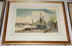 Henrietta Nathan, View of Kew Bridge from the Bank of the River Thames, watercolour