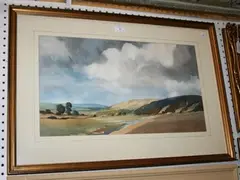 John Pillow, Sunny Period - Sussex' (Downland Landscape), watercolour