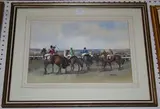 Matt Bruce, Brighton Races' (Horses and Jockeys at the Start Line), watercolour
