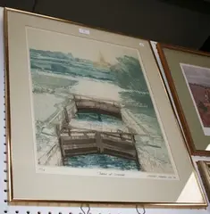 Michael Chaplin, Thames at Lechlade, colour aquatint