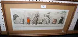 Boris O'Klein, Sus aux Curieux' (Dirty Dogs Cartoon), etching with touches of hand-colouring