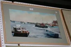 David Biglands, Setting Out' (Boat leaving Whitby Harbour), mixed media