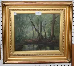 W.B. Rowe, Woodland Landscape, oil on canvas