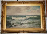 Alex Mortimer, Coastal Landscape with Breaking Waves, 1904, oil on canvas