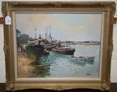 Matt Bruce, Moorings at Maldon, Essex, oil on board