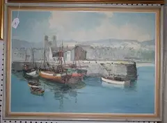 Bernard Laarhoven, Continental Harbour View, oil on canvas