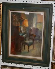 Anne McCormack, The Music Room, oil on board