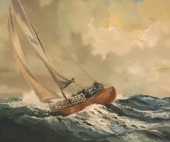 Dion Pears, Study of Ted Heath's Yacht 'Morning Cloud, oil on canvas