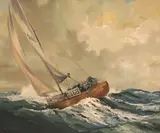 Dion Pears, Study of Ted Heath's Yacht 'Morning Cloud, oil on canvas