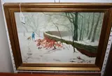 Phyl Sherwood, Winter Walk, oil on canvas-board