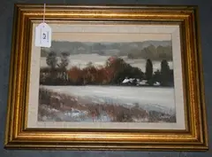 Maurice Braley, Snowfall in Surrey, oil on board