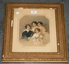 Emily Scott, Portrait Group of Four Children, 1841, watercolour and gouache