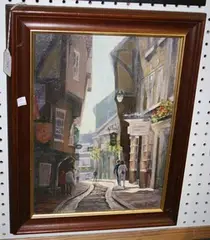 Anne Baker, The Shambles, York, oil on canvas