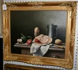 Christopher Cawthorn, Still Life Study of Breakfast on a Dresser Base, oil on canvas