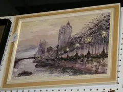Brenda Beal, Embankment' (View of the Houses of Parliament and the River Thames), oil on canvas-board
