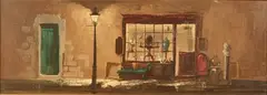 Deborah Jones, View of an Antiques Shop, oil on panel