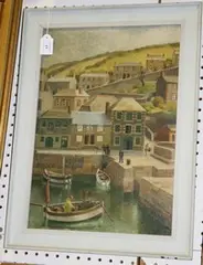 Clodagh Sparrow, View of a Harbour, oil on canvas-board