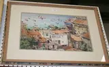 Roland Spencer-Ford, View of Coastal Town from an Elevated Position, watercolour