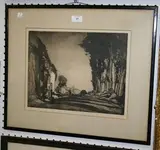 Frank Brangwyn, The Road to Montreuil, monochrome etching