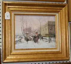 Anatoly Gridnev, Quai du Louvre' (Winter Scene), early 21st Century oil on canvas
