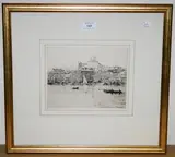 Eugène Béjot, Le Quai de la Rive Nemue Marseille, monochrome etching