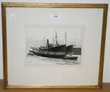 G.W.T. Mosedale, Trawlers, Whitby', pen, 1934, ink and wash