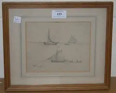 James Ward, Fishing Boars, pencil drawing