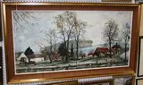 Jeremy King, Remenham Farm' (Henley Landscape with Figures and Boats), oil on canvas laid on board