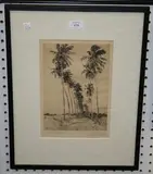 Philip Kappel, View of a Road lined with Palm Trees, 1930, monochrome etching