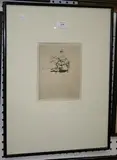 Philip Kappel, Lady seated Side-saddle on a Donkey, early/mid-20th Century monochrome etching