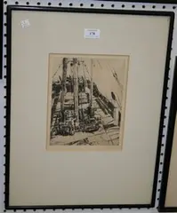 Philip Kappel, Figures on the Deck of a Boat, 1925, monochrome etching