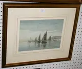 R. Austin-Freeman, The Fishing Fleet returning to Portsmouth Harbour, 1935, watercolour