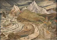 Charles Murray, Stormy Coastal View, possibly Iceland, oil on board