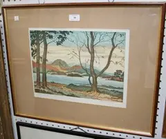 James Priddey, Beneath the Trees - Derwentwater, colour etching