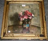 W.G. Robb, Study of Flowers in a Copper Lustre Jug, oil on canvas