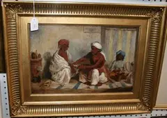 George Clint, Interior of an Indian Surgery with a Doctor and his Patient, 1863, oil on canvas laid on board