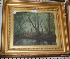 W.B. Rowe, Woodland Landscape, oil on canvas
