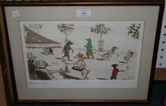 Champs-Elysees by Boris O'Klein, hand-coloured etching, sold Oct 2011